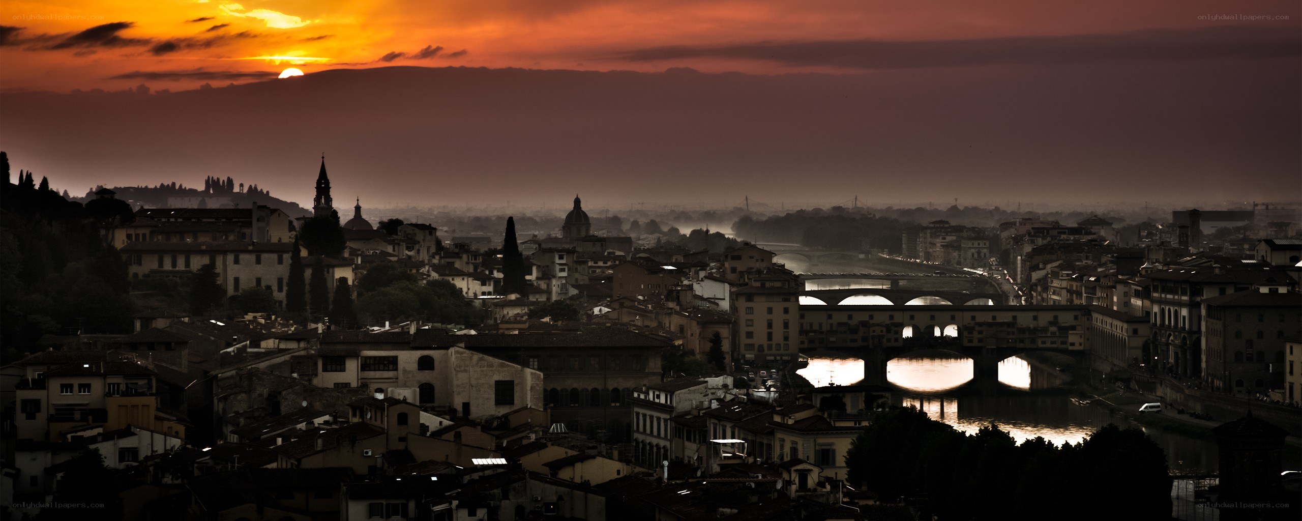 Sunset over Florence cityscape
