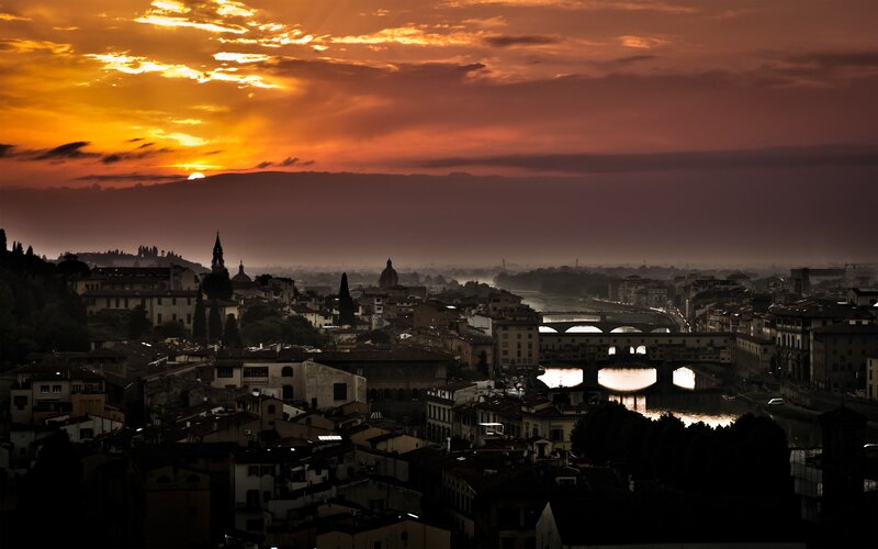 Sunset over Florence cityscape