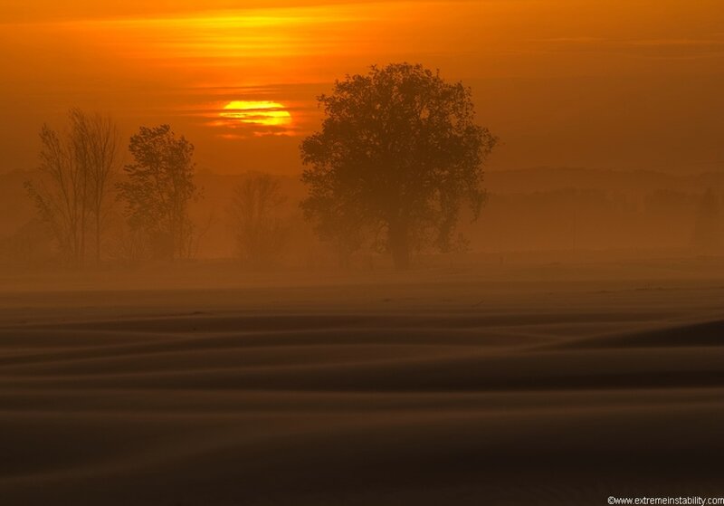 Sunset over Foggy Field