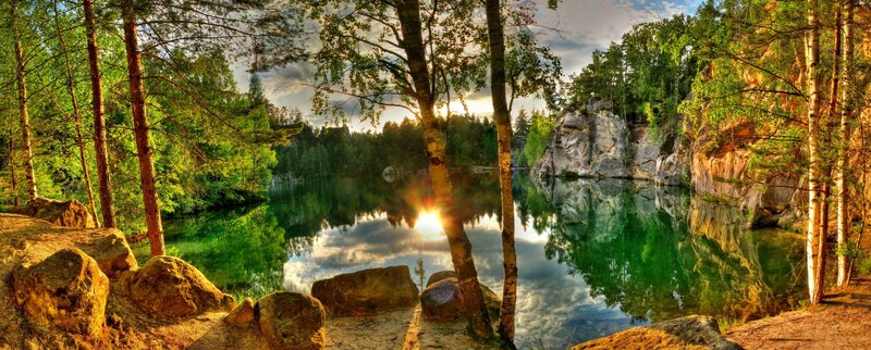 Sunset over Forest Lake — Green