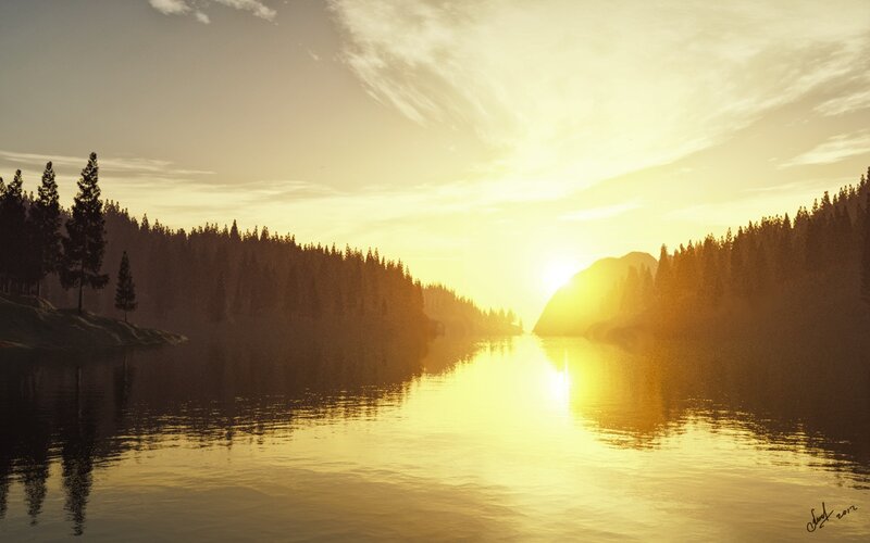 Sunset over Forest Lake — Yellow