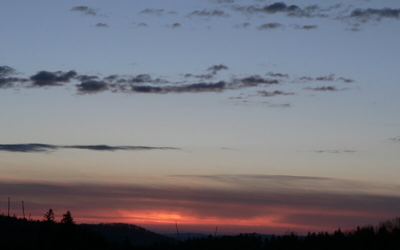 Sunset over Forest — Orange, Serene, Photograph, Clouds