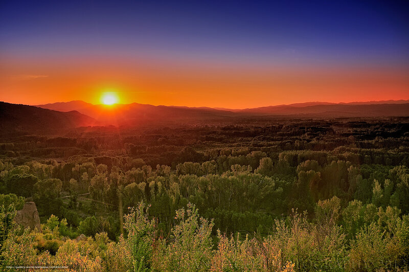 Sunset over Forested Valley — Orange
