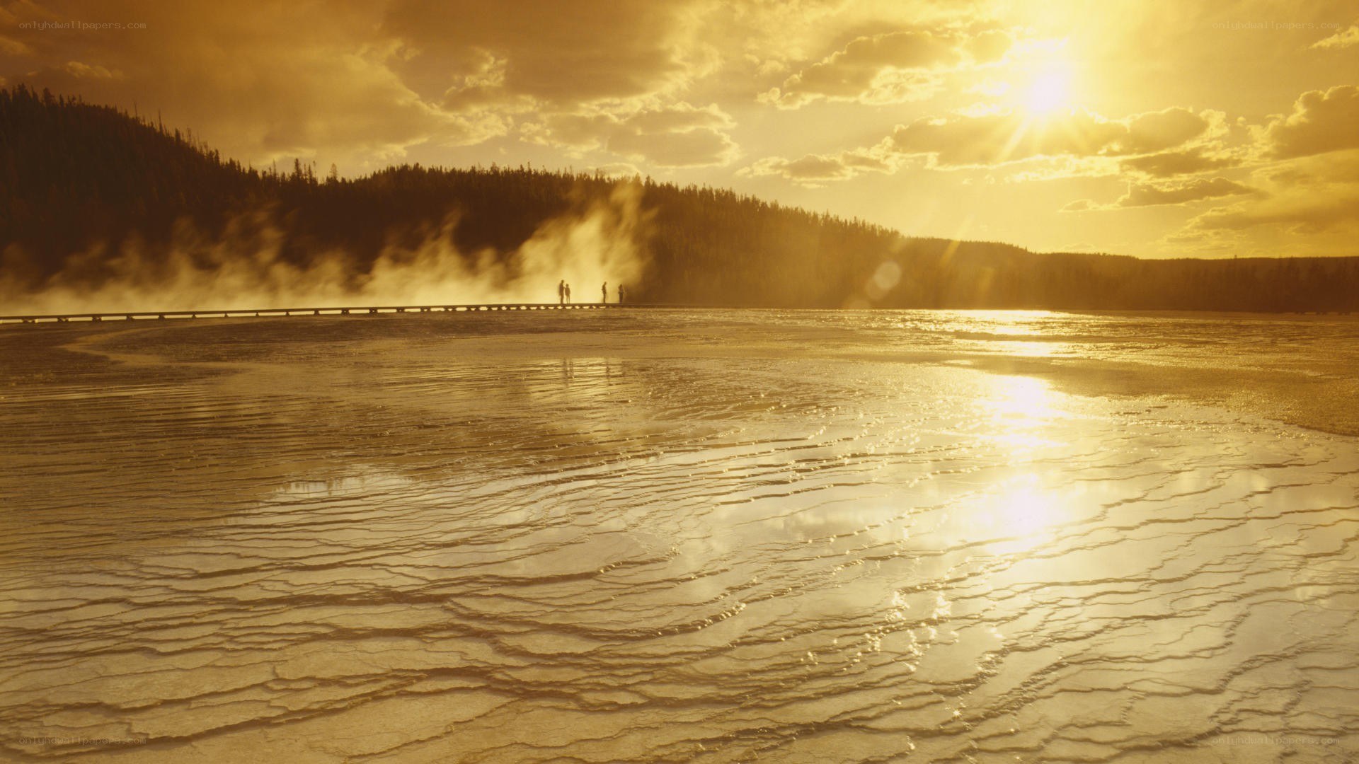 Sunset over geothermal area