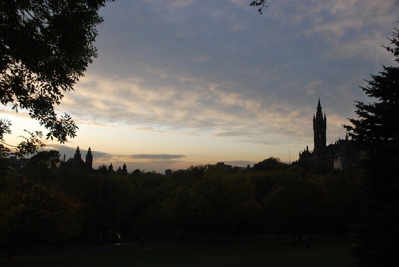 Sunset over Glasgow skyline