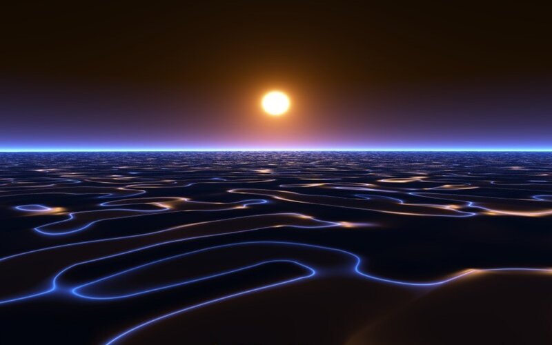 sunset over glowing ocean