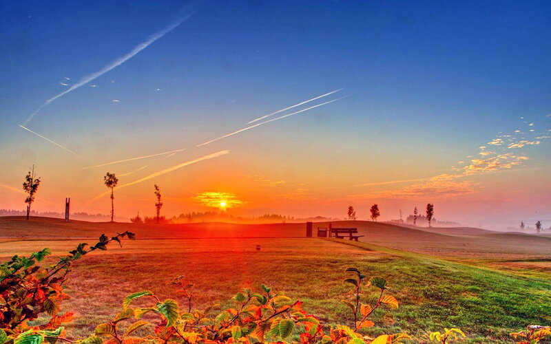 Sunset over Golf Course — Blue