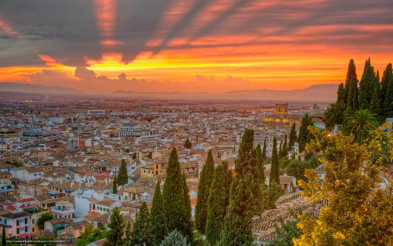 Sunset over Granada city