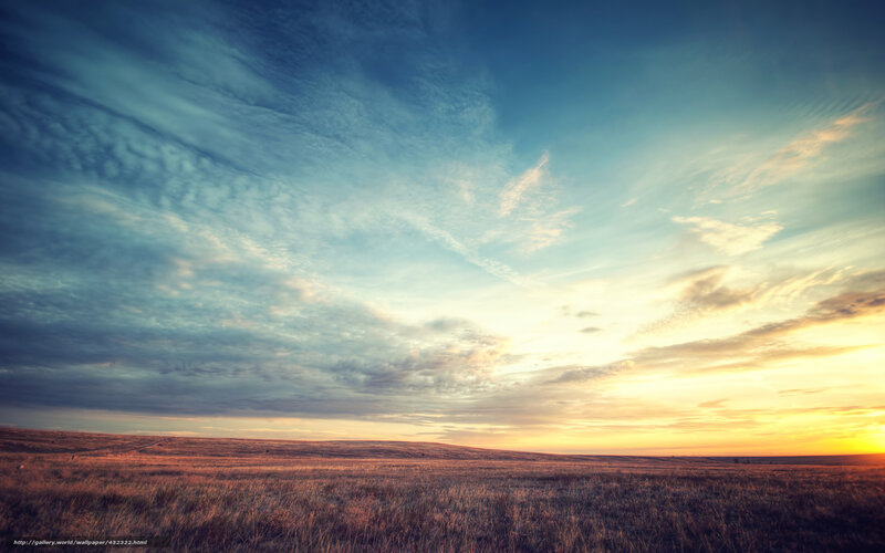 Sunset over Grassy Plain