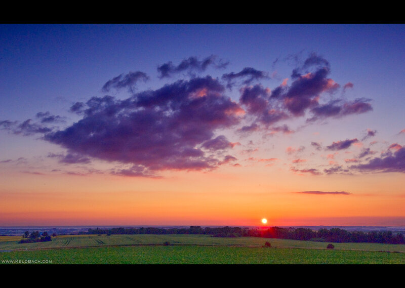 Sunset over Green Fields — Purple