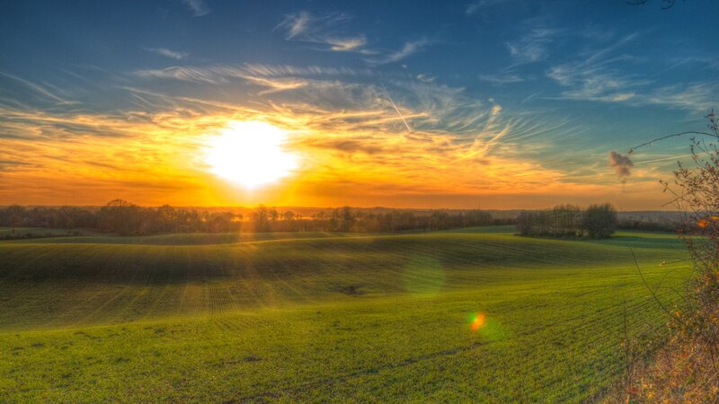Sunset over Green Fields — Serene