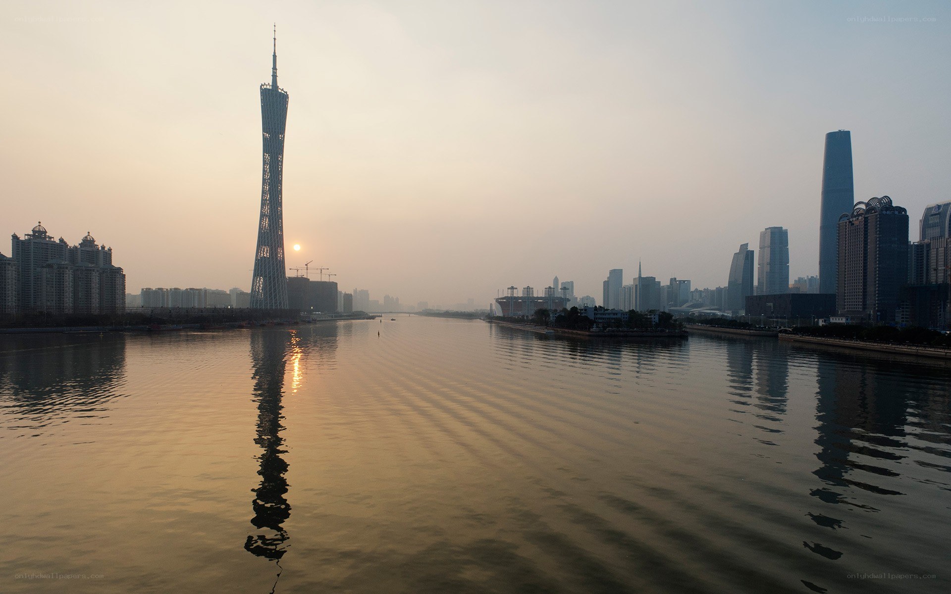 Sunset over Guangzhou skyline