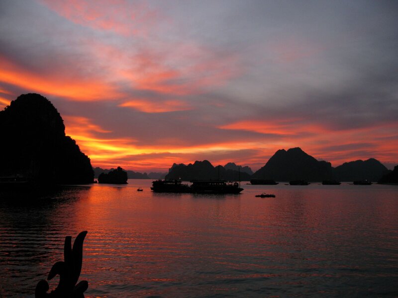 sunset over ha long bay