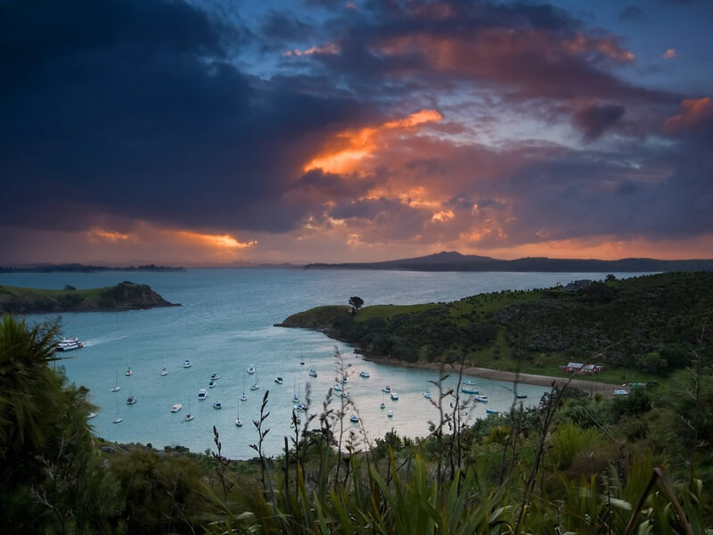 Sunset over Harbor — Blue, Dramatic