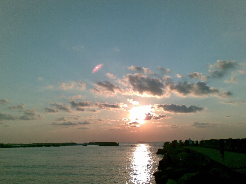 Sunset over Harbor — Blue, Serene, Photograph, Sun