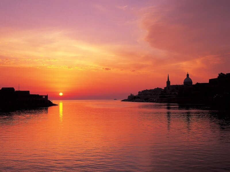 Sunset over Harbor — Orange, Serene, Photograph, Sun, Water