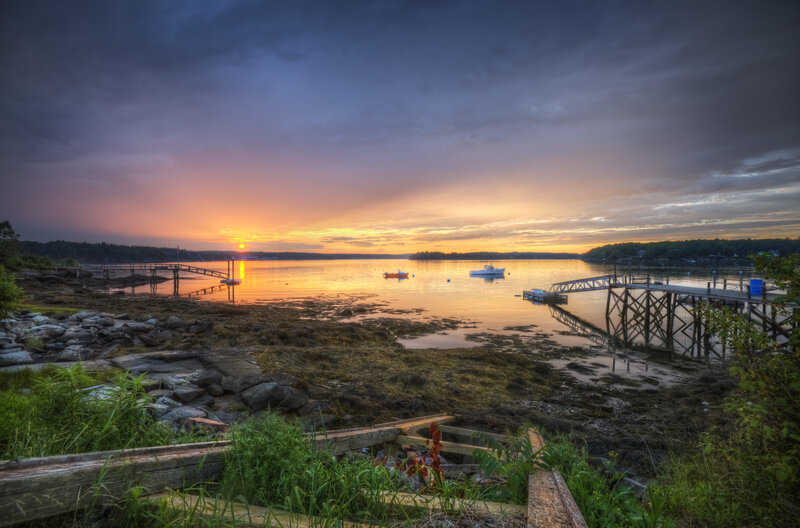 Sunset over Harbor — Orange, Serene