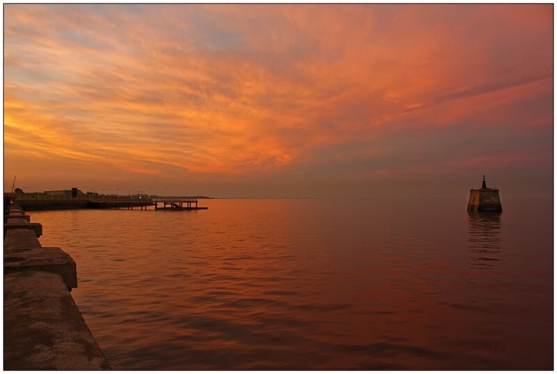 Sunset over Harbor — Orange