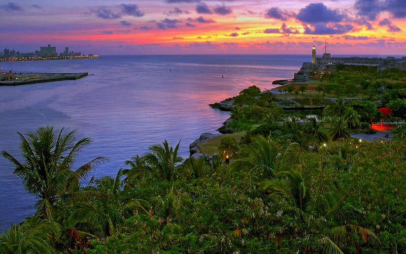 Sunset over Harbor — Purple, Serene