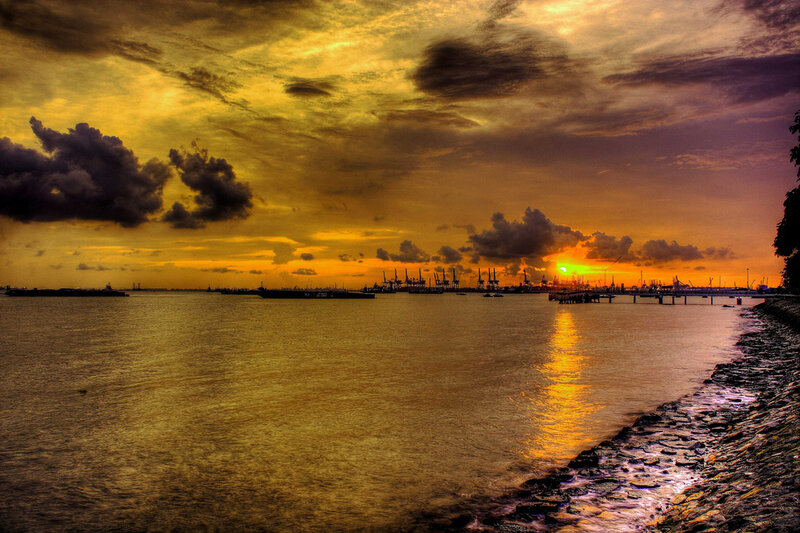 Sunset over Harbor — Yellow