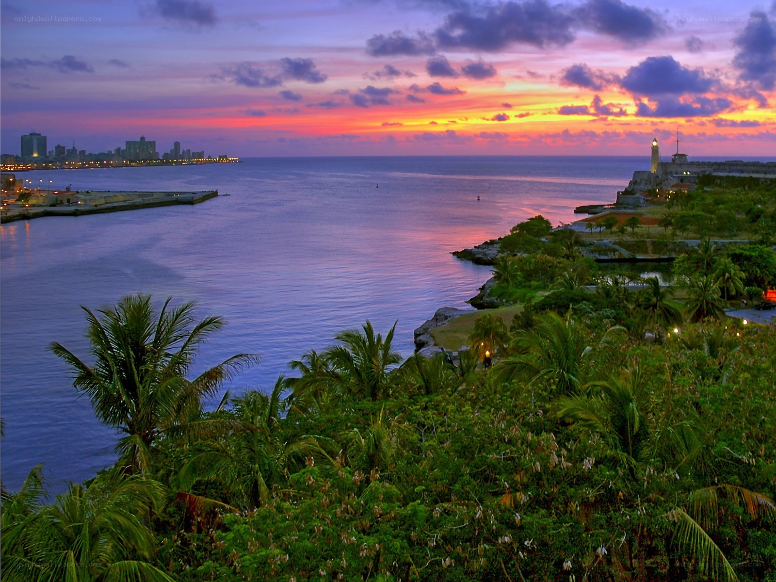 sunset over havana harbor