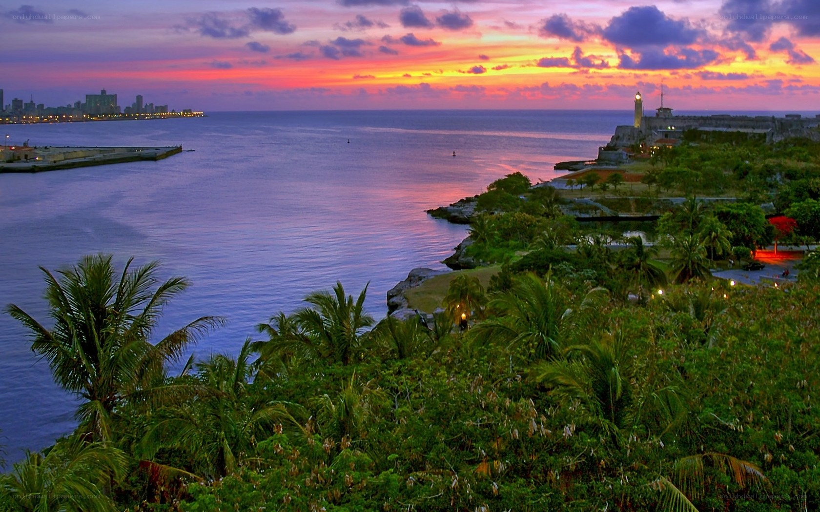 sunset over havana harbor