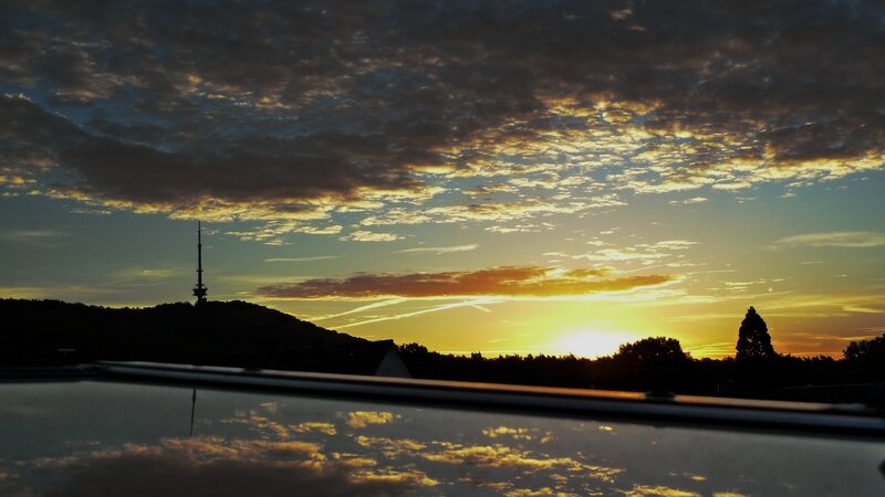 Sunset over Hill with Tower — Yellow