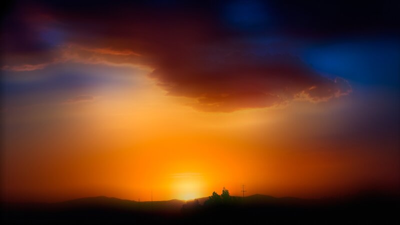 Sunset over hills