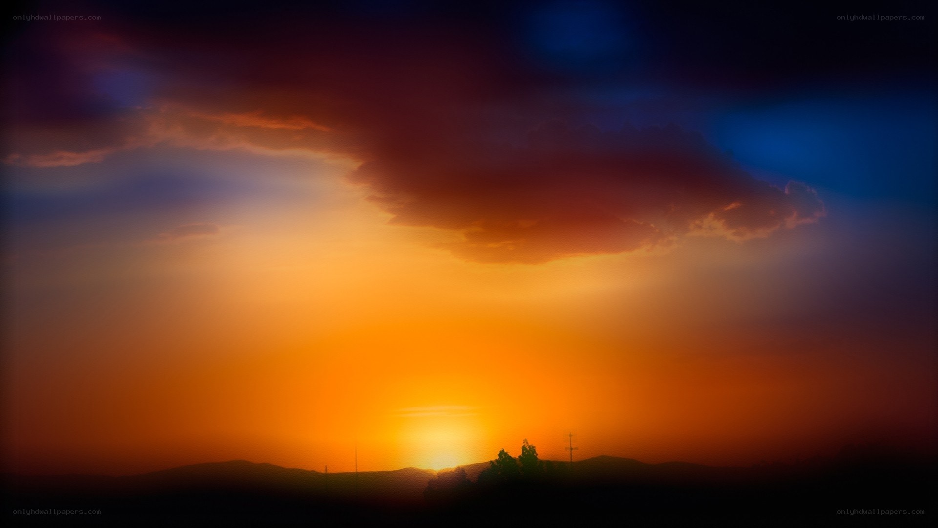 Sunset over hills