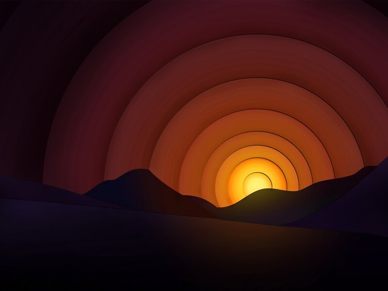 Sunset over hills