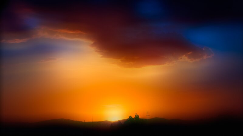Sunset over hills