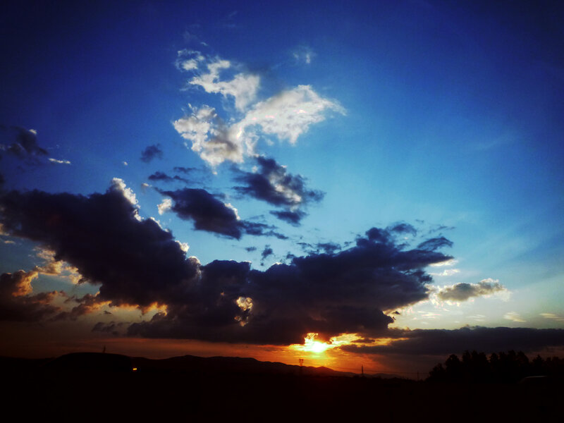 Sunset over Hills — Blue, Dramatic, Photograph