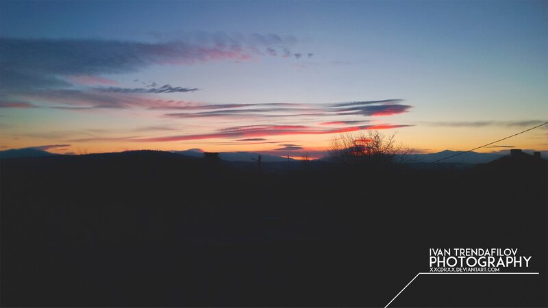Sunset over Hills — Blue, Serene, Photograph, Clouds, Silhouette