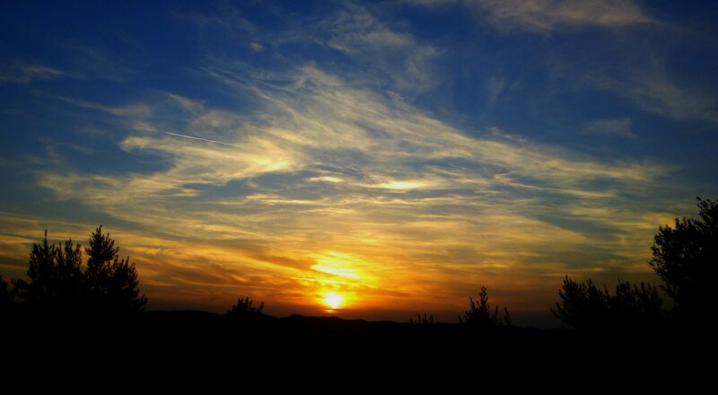 Sunset over Hills — Blue, Serene, Photograph, Trees