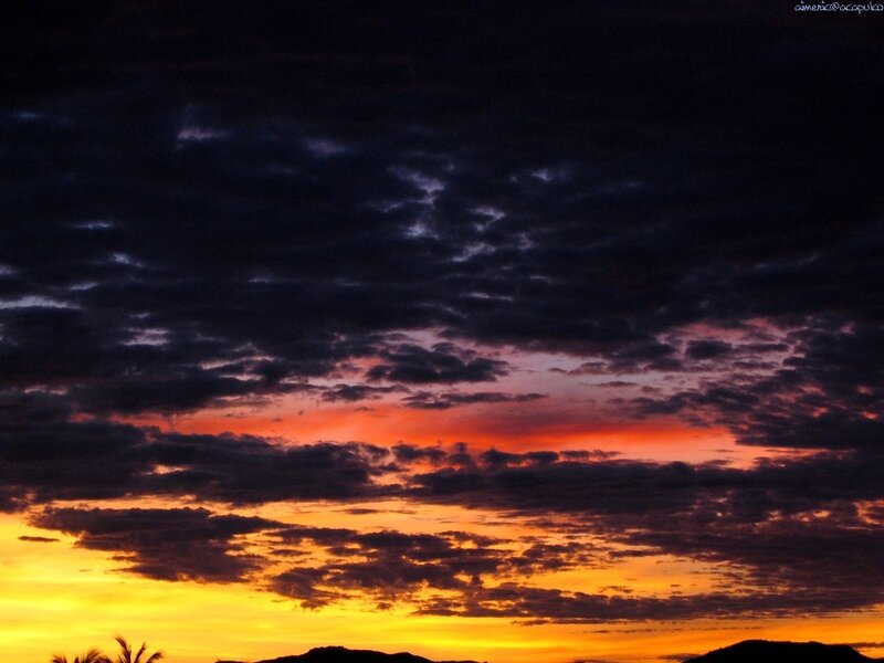 Sunset over Hills — Orange, Dramatic, Photograph, Clouds, Palm Tree