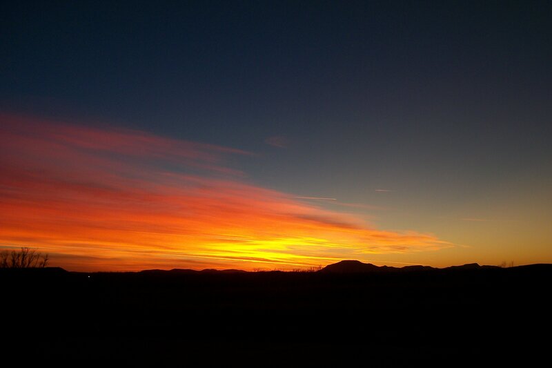 Sunset over Hills — Orange, Dramatic, Photograph, Clouds, Sky