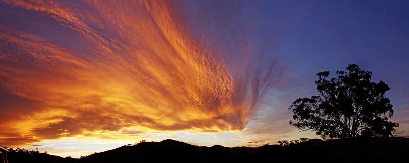 Sunset over Hills — Orange, Dramatic, Photograph