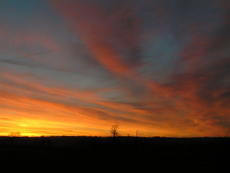 Sunset over Hills — Orange, Dramatic, Photograph, Trees