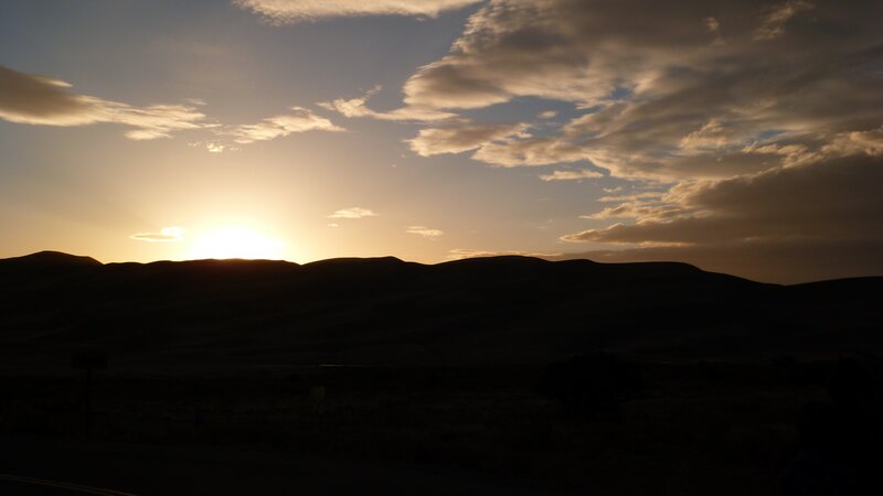 Sunset over Hills — Orange, Serene, Photograph, Clouds, Sun