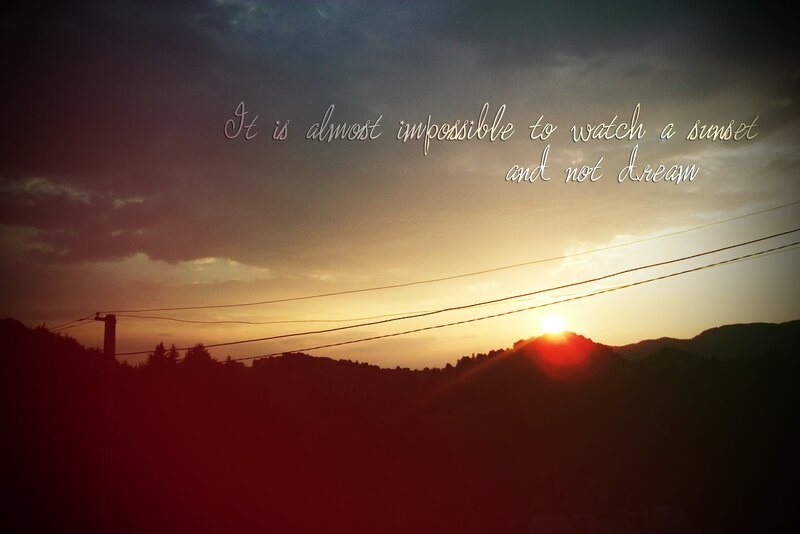 Sunset over Hills — Orange, Serene, Photograph, Mountains