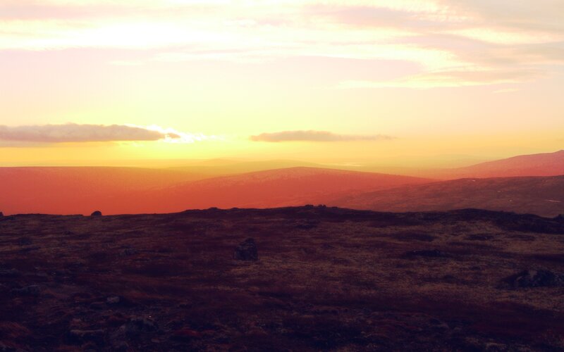 Sunset over Hills — Orange, Serene, Photograph, Sky