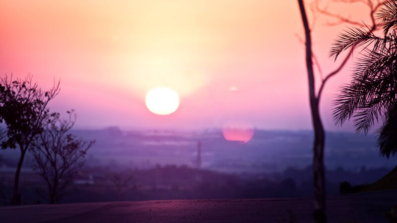 Sunset over Hills — Pink, Serene
