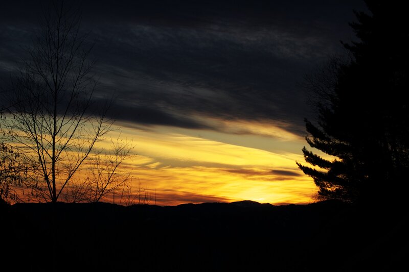 Sunset over Hills — Yellow, Dramatic, Photograph, Trees, Clouds