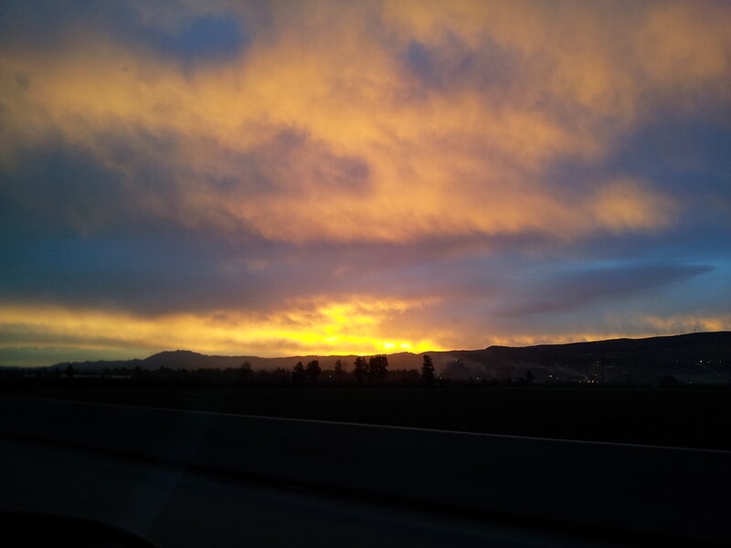Sunset over Hills — Yellow, Dramatic, Photograph, Trees