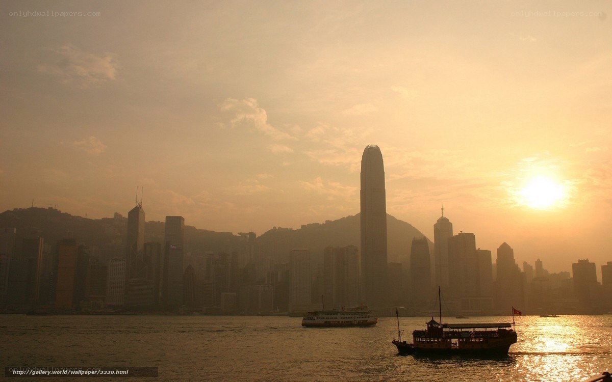 Sunset over Hong Kong skyline