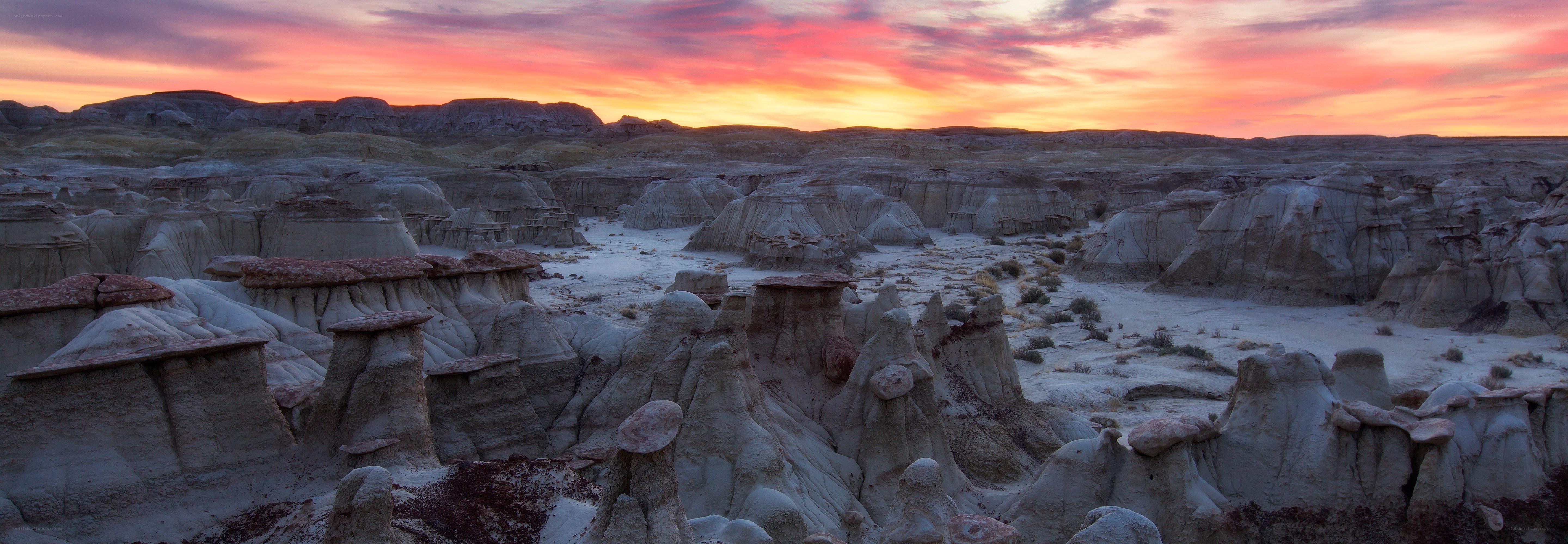 Sunset over hoodoos landscape