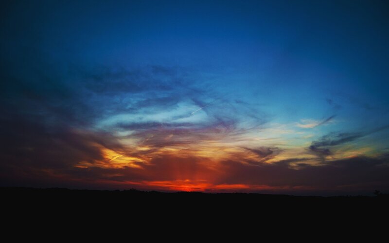 Sunset over Horizon — Blue, Dramatic