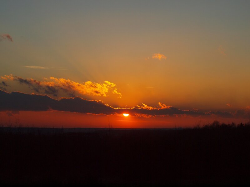 Sunset over Horizon — Orange, Dramatic, Photograph, Clouds