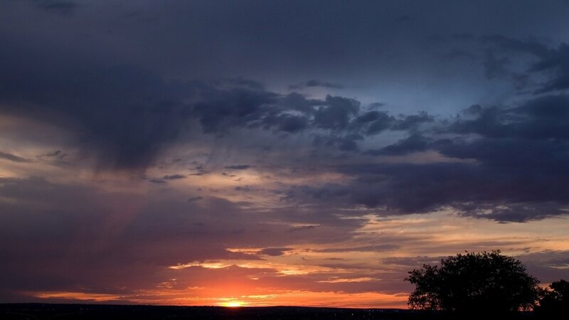 Sunset over Horizon — Orange, Dramatic, Photograph, Clouds, Tree