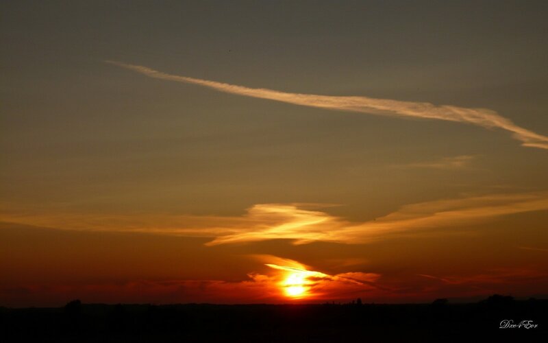 Sunset over Horizon — Orange, Dramatic, Photograph, Sun, Clouds